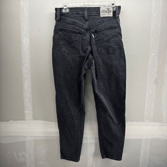 Levis SilverTab Mom Jeans 28 Black Womens High Rise Lion Cub Painted 28x28 - Picture 5 of 11